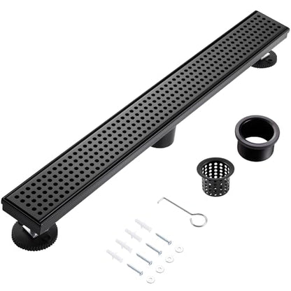 Linear Shower Drain, 32 inch Matte Black | Including Hair Catcher and Removable Grate, 304 Stainless Steel, Easy to Install and Clean (Drain Base Not Included) - color: Matte Black, size: 32 inch