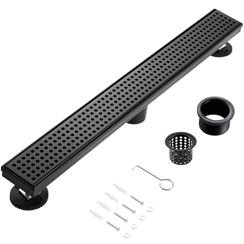Linear Shower Drain, 48 inch Matte Black | Including Hair Catcher and Removable Grate, 304 Stainless Steel, Easy to Install and Clean (Drain Base Not Included) - color: Matte Black, size: 48 inch