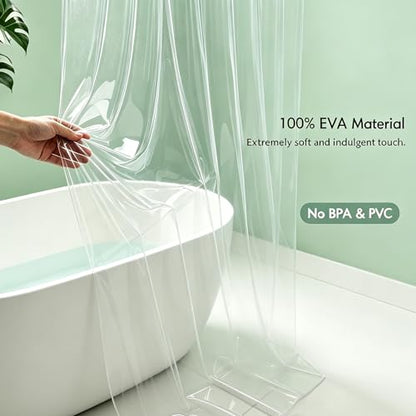 10G Heavy Duty Shower Curtain Liner 76 Inches Long, 100% EVA Vinyl 71 x 76 Longer Bathroom Shower Liner with 3 Large Magnets and 12 Grommet Holes, Weighted Clear Plastic Waterproof Shower Liner - size: 71"W x 76"L (Pack of 1)