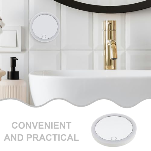 Rechargeable LED Makeup Mirror with Lights 10x Magnification 4-inch Portable Vanity Mirror with Triple Suction Cups for Travel and Bathroom Use