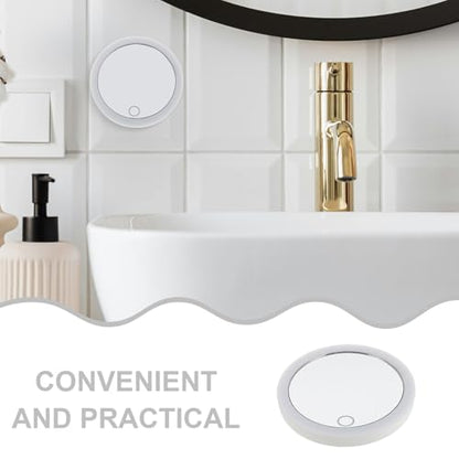 Rechargeable LED Makeup Mirror with Lights 10x Magnification 4-inch Portable Vanity Mirror with Triple Suction Cups for Travel and Bathroom Use