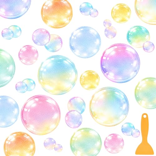 Fullhawl 30 Pcs Watercolor Bubble Non Slip Shower Stickers, Bathtub Safety | 30 Watercolor Bubble Designs, Colorful Non Slip Texture, Easy Application Creates a Fun and Safer Bath Time Space - style: Watercolor Bubble