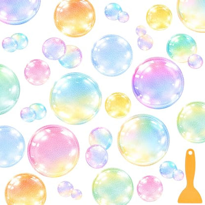 Fullhawl 30 Pcs Watercolor Bubble Non Slip Shower Stickers, Bathtub Safety | 30 Watercolor Bubble Designs, Colorful Non Slip Texture, Easy Application Creates a Fun and Safer Bath Time Space - style: Watercolor Bubble