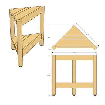 Asta Select Solid Teak Corner Shower Stool, Poratble Teak Wood Spa/Shower/Indoor/Outdoor Stool with Storage Shelf, Teak Wood Shower Corner Table, Teak Accent Table, Fully Assembled, ST-51