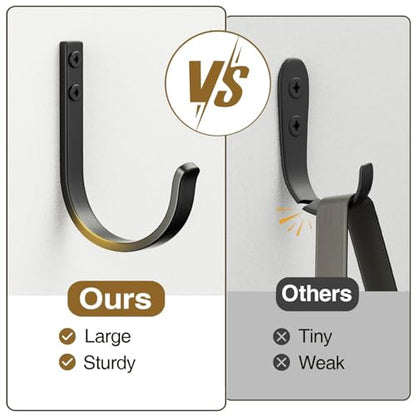 niffgaff 10-Pack Wall Outdoor Hooks for Hanging Coat - 30LB Screw in Metal Hanger Wall Mount, for Closet, Door, Bathrooms, Outside, for Towel, Backpack, Robe, Hat, Black - size: 10 Pack