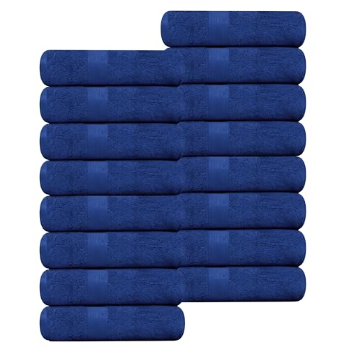 100% Cotton Bath Towels 30x54 Inches, 600 GSM, Soft & Absorbent, Set of 16, Navy Blue - color: Navy, size: Bath Towel Set of 16