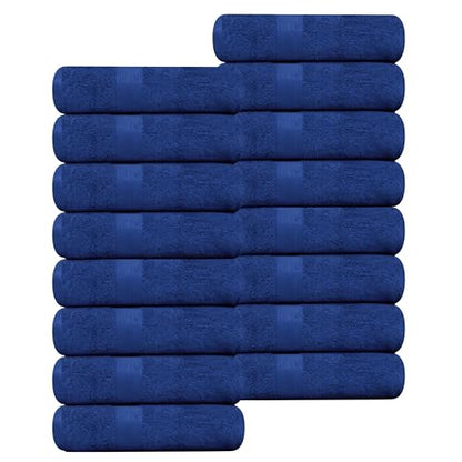 100% Cotton Bath Towels 30x54 Inches, 600 GSM, Soft & Absorbent, Set of 16, Navy Blue - color: Navy, size: Bath Towel Set of 16