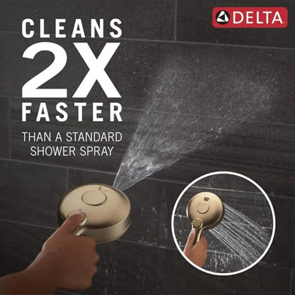 Delta 5-Setting HydroRain 2-in-1 Dual Shower Head with ProClean Spray, Brushed Gold High Pressure Shower Head with Handheld Spray, 1.75 GPM Flow Rate, Champagne Bronze 75419CZ - color: Champagne Bronze