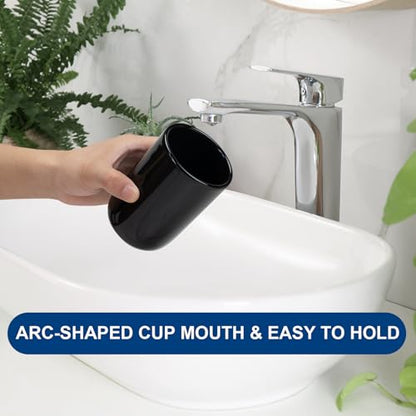 Bathroom Tumbler Cup Ceramic 12.6oz Reusable Toothbrush Cup 375ml,Toothbrush Holder for Your Bathroom (Black) - color: Smooth-black, size: 1pcs