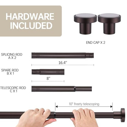 BRIOFOX Shower Curtain Rod Adjustable 18-64 Inch, Stainless Steel Spring Tension Shower Rod No Drilling Non Slip, Bronze - color: Bronze, size: 18-64 Inch