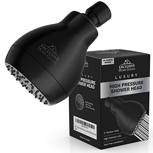 High Pressure Shower Head - Powerful Deluxe Bathroom Showerhead with Strong Spray Stream and Small Silicone Nozzles - Universal Fit Works with High and Low Water Flow Showers - color: Oil Rubbed Bronze, size: 2.5 GPM