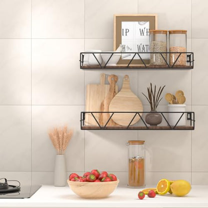Floating Shelves Set of 3, Wood Wall Shelf, Farmhouse Shelf for Bedroom | Wall Mounted Floating Shelf for Living Room, Bedroom, Bathroom, Kitchen, Office - color: Black