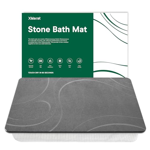 Stone Bath Mat, Diatomaceous Earth Shower Mat, 23.6" x15.4'' | Super Absorbent, Modern Quick Drying Diatomite Bathmats, Non-Slip Base, Easy Clean for Shower Floor & Bathroom (Dark Gray) - color: Dark Grey, size: 23.6" x 15.4" (Rectangular)