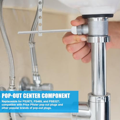 2pcs Lavatory Pop-Up Drain Center Piece Assembly for Danco & Price Pfister | Bathroom Sink Pivot Ball Rod Stopper Replacement Sink Drain Parts for Danco 34807 & Price Pfister PS2673 PS469 PSB327