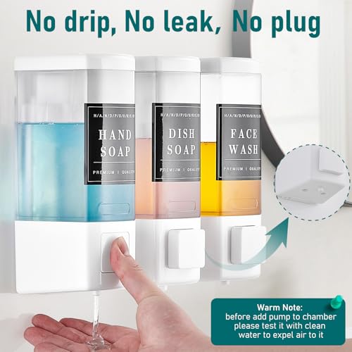 Pollock Shampoo and Conditioner Dispenser 3 Chamber * 500ML | Shower Soap Dispenser Wall Mounted, Body Wash Dispenser No Drill, Refillable Shower Dispenser for Bathroom - color: Blk-zt-53-w3