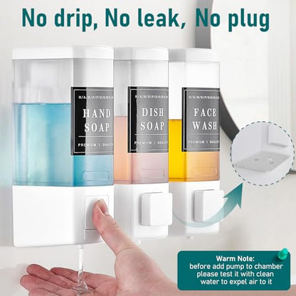 Pollock Shampoo and Conditioner Dispenser 3 Chamber * 500ML | Shower Soap Dispenser Wall Mounted, Body Wash Dispenser No Drill, Refillable Shower Dispenser for Bathroom - color: Blk-zt-53-w3