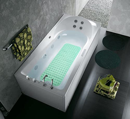 Bathtub and Shower Mats, Extra Long Non-Slip Bath Tub Mat 39 x 16 Inch, Machine Washable Bathmat with Suction Cups & Drain Holes for Bathroom Floor, Pale Green - color: Pale Green