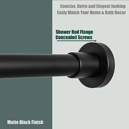 Heavy Duty Shower Rod, Adjustable Shower Curtain Rod, Expandable 47-84 Inch, Permanent Mount Shower Rod, Never Rust Stainless Steel For Window Curtain and Closet, Matte Black - color: Matte Black