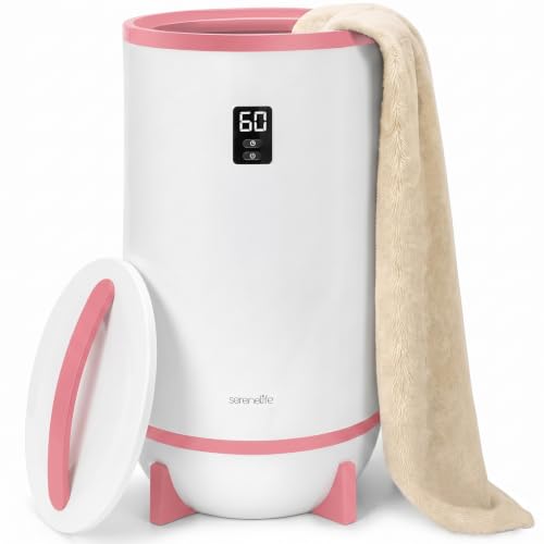 SereneLife Towel and Blanket Warmer - Single Touch Portable Towel Heater for Bathroom, Fragrant Disc Holder, LED Ring, 2 Large Towel Capacity, Built-in Timer (15-60 mins), Auto Shut-Off (Pink) - color: Pink