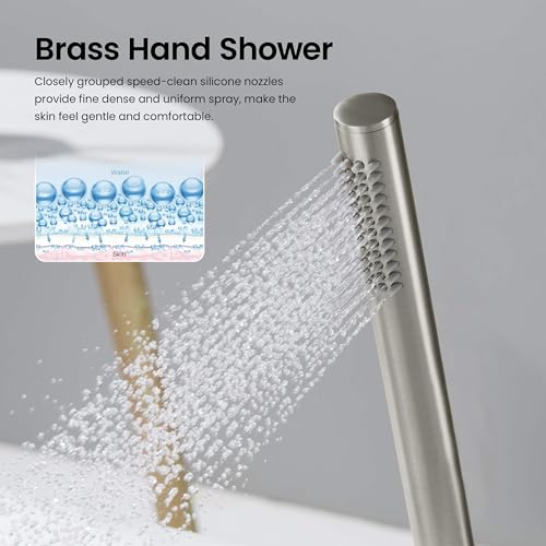 Circular Brushed Nickel Thermostatic Shower System – Rainfall & Handheld Shower Head Set | 2-Function Shower Faucet Set with Rough-In Valve | Solid Brass Build & Temperature Control (KSF410BN) - color: Brushed Nickel