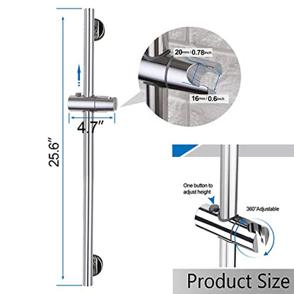 Chrome Shower Slide Bar, Bathroom Shower Slide Bar with Adjustable Handheld Shower Holder, Stainless Steel Slide Slide Bar Wall Mount - color: Chrome