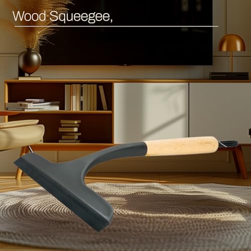 Eco Friendly Wooden Shower Squeegee with Silicone Blade – Natural Bamboo Handle for Glass Shower Doors & Windows''(8 in)