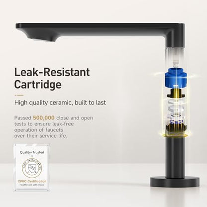 Modern Single Hole Bathroom Faucet, Luxury Matte Black Bathroom Sink Faucet | Solid Brass Body & Premium Ceramic Valve, Centerset 4 Inch, Spot-Free Finish & Anti-Splash Design - color: Matte Black（Set of 1)