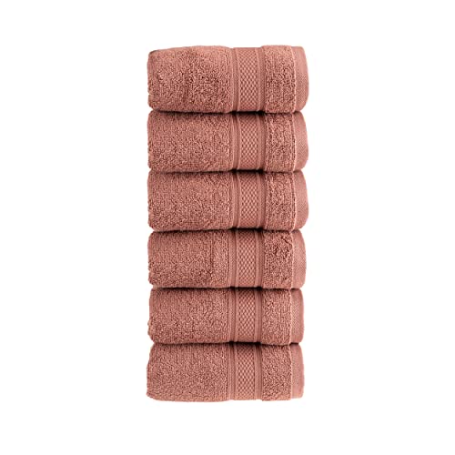 HALLEY 100% Turkish Cotton Washcloths for Body, Face, Bathroom, Hotel, Spa & Kitchen - Super Soft & Highly Absorbent Fingertip Towels - Luxury Wash Cloths (Pack of 6 - Cognac) - color: Bole, size: 6-Pack Washcloths