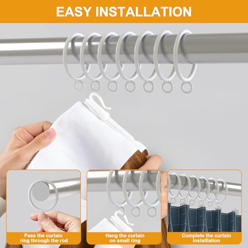 42 PCS Curtain Rings, 1.5 Inch Metal Curtain Drape Sliding Eyelet Rings-Hanging Rings for Curtains and Rods, Fits Up to 1 1/4-Inch Rod, White(Clips Not Included) - color: White