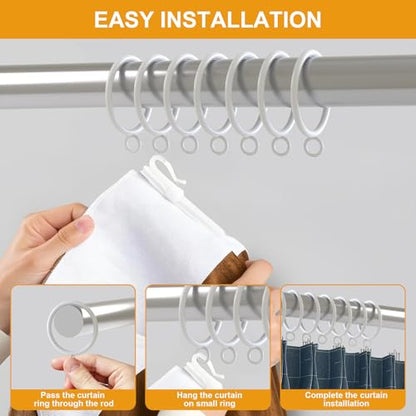 42 PCS Curtain Rings, 1.5 Inch Metal Curtain Drape Sliding Eyelet Rings-Hanging Rings for Curtains and Rods, Fits Up to 1 1/4-Inch Rod, White(Clips Not Included) - color: White