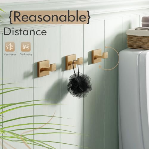 KOKOSIRI Robe Hooks for Wall Bathroom Towel Hooks Coat Hook Kitchen Garage Heavy Duty Wall Mounted Champagne Bronze Stainless Steel, 3 Pack B1010CPG-P3 - color: Champagne Bronze, size: 3 Pack