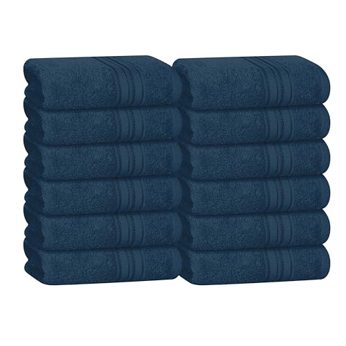 BOUTIQUO Ultra Soft Cotton Washcloths, Contains 12 Piece Face Cloths 12x12 inch, Ideal for Everyday use Face Towels, Compact & Lightweight Multi Purpose Washcloths - Mineral Blue - color: Mineral Blue, size: Washcloths - Set of 12