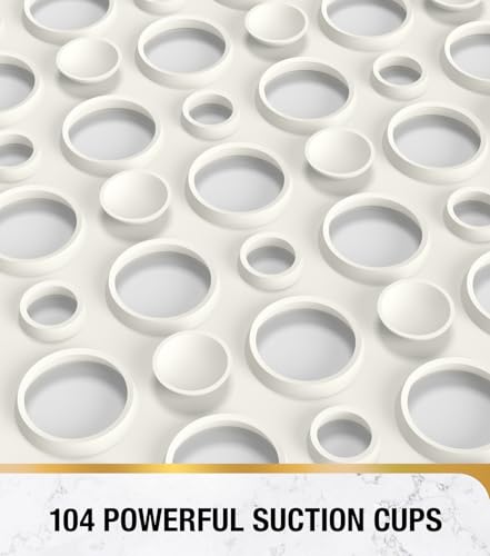 HITSLAM Bathtub Mat Non Slip, 28 x 15 Inch TPE Bath Mat for Tub, Efficient Drainage Bathroom Shower Mat with Suction Cups, Bath Tub Mat, Soft on Feet and Easy to Clean, White - color: White, size: 28" x 15" (Rectangular)