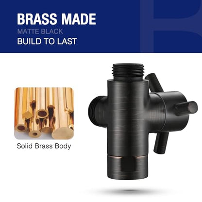 PDPBath Brass 3 Way Shower Arm Diverter Valve for Handheld Shower Head and Fixed Shower Head, G1/2 Universal Connection - Oil Rubbed Bronze - color: Oil Rubbed Bronze-1