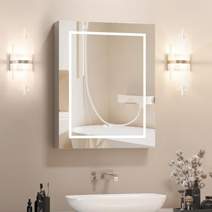 Lighted Medicine Cabinet, Led Medicine Cabinet with Mirror Wall Mounted | Bathroom Mirror Cabinet with Storage, Brightness Adjustable,Dimmer, 24x30 Inch, Right Hinges,Anti-Fog,Assembly Required - size: 24x30-Right Hinges