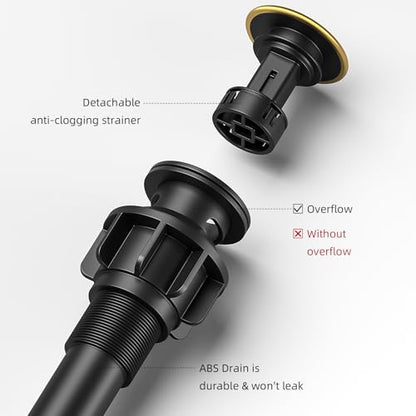Waterfall Bathroom Faucet, Brushed Gold Stainless Steel, 1-Handle | Modern Bathroom Sink Faucet for RV & Outdoor Basins, Pop-Up Drain, Supply Lines, 6-in Deck Plate, 1- or 3-Hole, NSF Certified - color: Brushed Gold