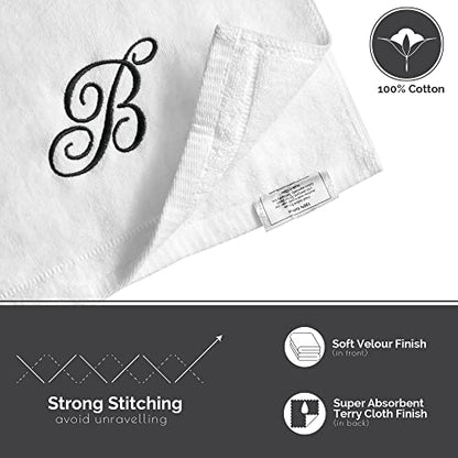 Personalized Initial Fingertip Towels - 2 Pack 11x18 - Black Embroidery On White Towel, Modern Monogrammed Towels, Great Personalized Initial Gift for Women, Teachers, Friends, Bridesmaids Initial A - color: A