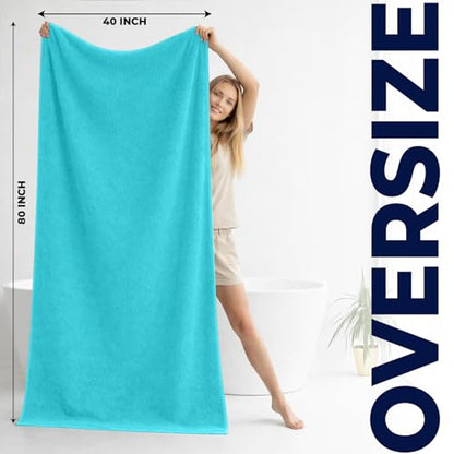 DAN RIVER Pack of 1 Oversized Bath Sheet, 40 x 80 Inches, Aqua | 100% Cotton Jumbo Bath Towel with Extra Large Coverage, Lightweight Feel, Super Soft & Quick Dry - color: Aqua, size: 40x80" Oversized Bath Sheet