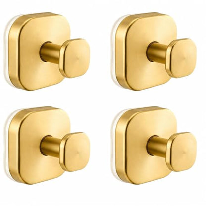 Suction Cup Hooks for Shower,Heavy-duty and No-Drill Waterproof Hook,4 Gold | Suction cup hooks,removable & reusable; no wall damage,fits smooth surfaces,ideal for towels,robes & loofahs - color: Gold