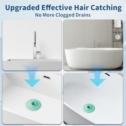 3Pcs Silicone Hair Catcher Shower Drain for Bathtub & Sink Trap/Strainer | 3 Pack Anti-Clog Collapsible Tub Protector Cover, Pet Hair Stopper fit 1 1/2" to 1 5/8'' Bathroom, Shower Stall & Sink Drains - color: Aqua