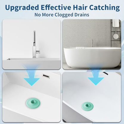 3Pcs Silicone Hair Catcher Shower Drain for Bathtub & Sink Trap/Strainer | 3 Pack Anti-Clog Collapsible Tub Protector Cover, Pet Hair Stopper fit 1 1/2" to 1 5/8'' Bathroom, Shower Stall & Sink Drains - color: Aqua