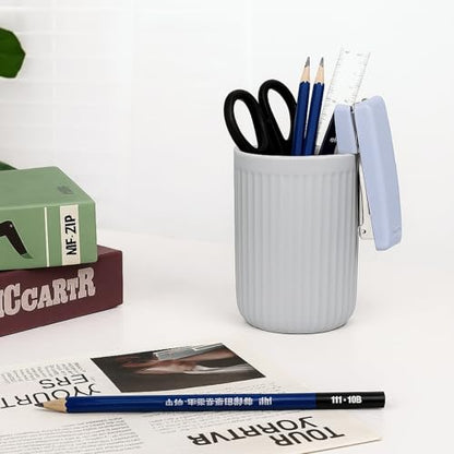 BosilunLife Ceramic Toothbrush Holder - 12oz Bathroom Toothbrush Holder Light Grey Tooth Brush Holders Tumbler Cups Reusable Toothbrush Mouthwash Cup Small Toothbrush and Toothpaste Holder - color: Grey-vsc, size: striped-cylinder