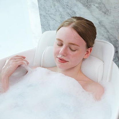 AEROiVi Full Body Bath Pillow with Lumbar Pillow Bathtub Cushion with 14 Suction Cups 3D Air Mesh Fit Any Tub Luxury Bathroom Accessories | Relaxing Soft Bathtub Cushion with laundry bag 3D Air Mesh Fit Any Tub Bathroom Accessories Washable Quick-Dry - si