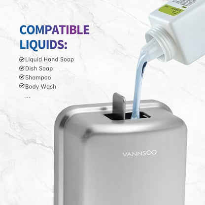 Commercial Soap Dispenser Wall Mount Bathroom, 27 fl.oz. | Liquid Brushed Stainless Steel Hand Sanitizer Dispenser - size: 27 fl.oz.