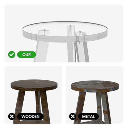 Sumerflos Acrylic Round Corner Shower Stool for Inside Shower - Clear Shower Bench for Shaving Legs Heavy Duty (Hold Up to 400lbs) Waterproof Non-Slip Easy Assemble Modern