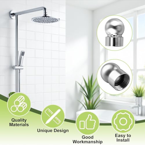 2pcs 1/2 Inch Shower Arms Ball Adapters with Gasket Washer Filters, Adjustable Pivot Ball to Adjust Showerhead Angle for Standard Swivel Heads