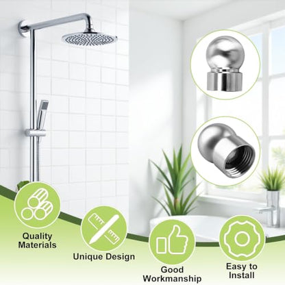 2pcs 1/2 Inch Shower Arms Ball Adapters with Gasket Washer Filters, Adjustable Pivot Ball to Adjust Showerhead Angle for Standard Swivel Heads