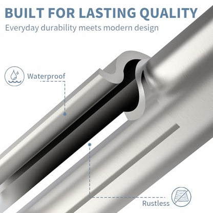 Self Adhesive Towel Bar for Bathroom 24ich Stainless Steel and Zinc Alloy No Drill Towel Rack Heavy Duty Hanger Stick On Hand Towel Holder for Kitchen, Cabinet, Door, Shower, Brushed Nickel - color: Brushed Nickel