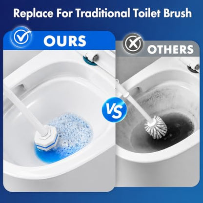 COBETE Disposable Toilet Brush Wand 2 Kit with 60 Refills, Efficient Deep Scrubbing Toilet Bowl Cleaner Wand for Bathroom Toilet Cleaning