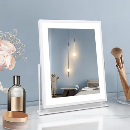 Beelux Vanity Mirror with Lights, 11" Makeup Mirror with Dimmable Light, Smart Control, Memory, Adjustable 3 Modes Lighted LED Mirror for Christmas Birthday Thanksgiving Mother's Day White - size: 11"L x 9.9"W